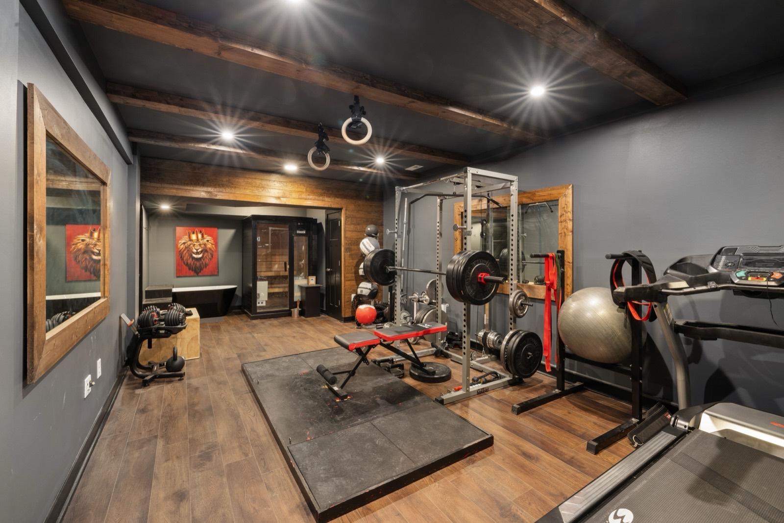 Finished basement converted into a home gym — AMV Construction, Charlotte NC