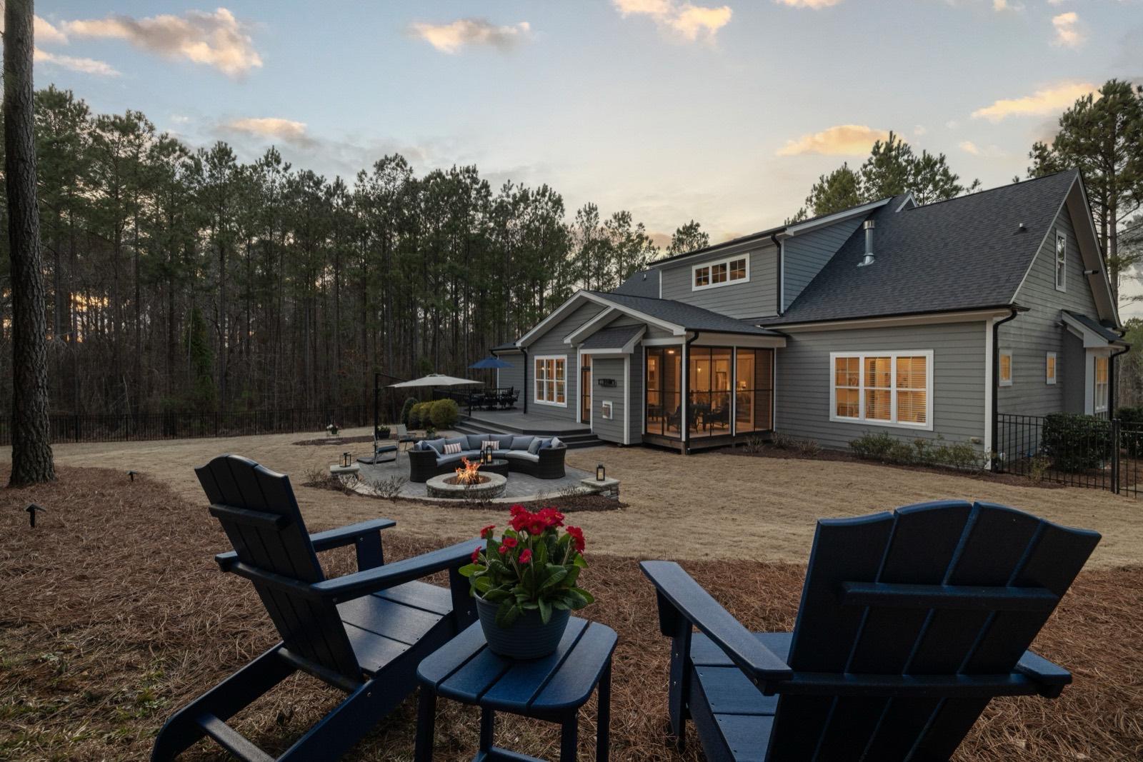 Backyard fire-pit patio off the rear of the house — AMV Construction, Charlotte NC